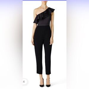 Cynthia Rowley Black Ruffle One Shoulder Jumpsuit